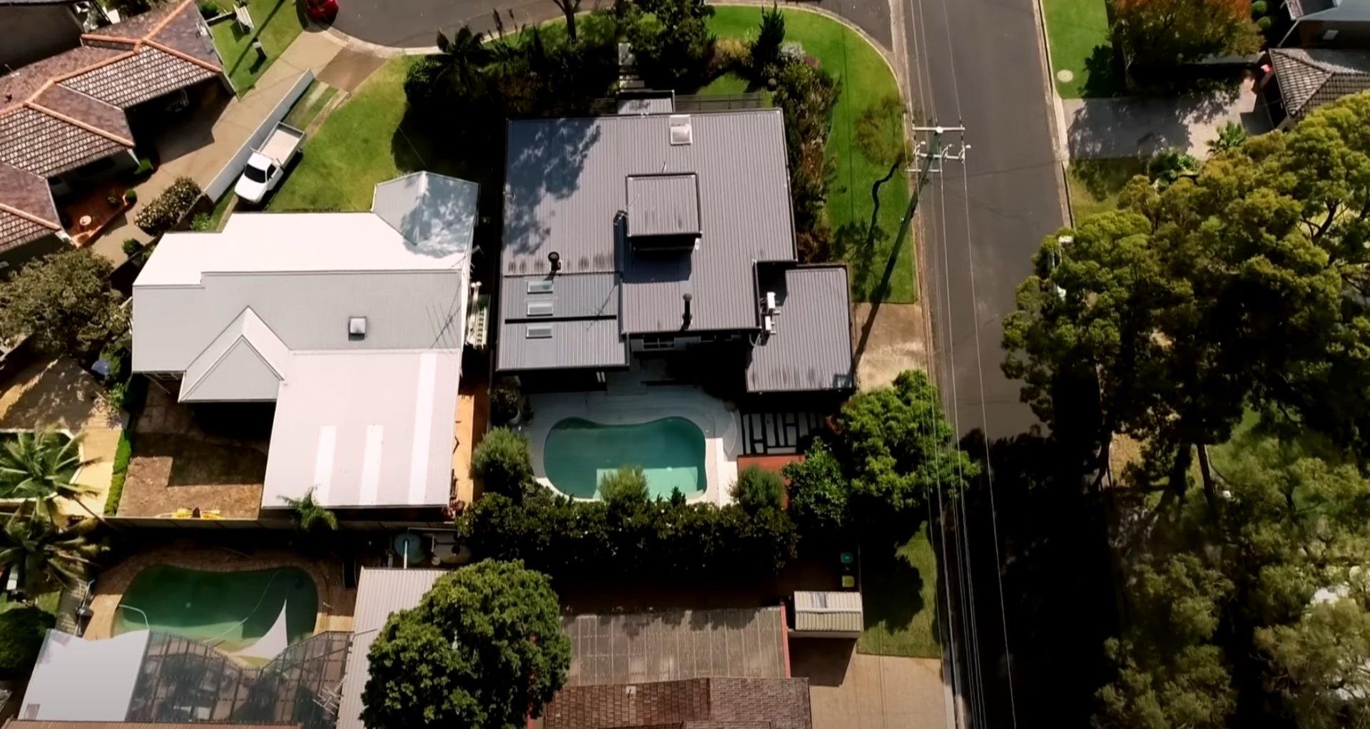 Complete Residential Landscape Design Aerial view of residential property with complete landscape design and pool area